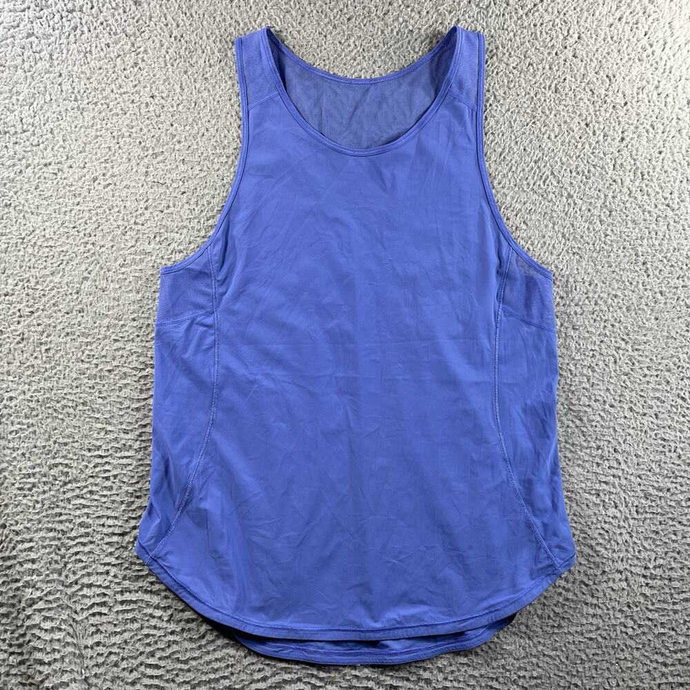 Lululemon Sculpt Tank Top Womens Est 8 Blue Periwinkle Mesh Back Running Gym